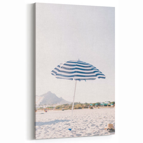 Striped Beach Umbrella - Summer Wall Art for Coastal Décor
