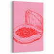 Fruit Canvas Art – Minimalist Papaya Line Art for Kitchen