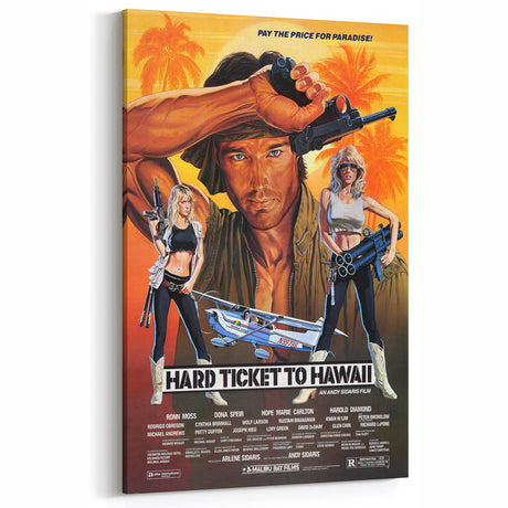 Retro Hard Ticket to Hawaii Poster Art - Vintage Action Movie Prints