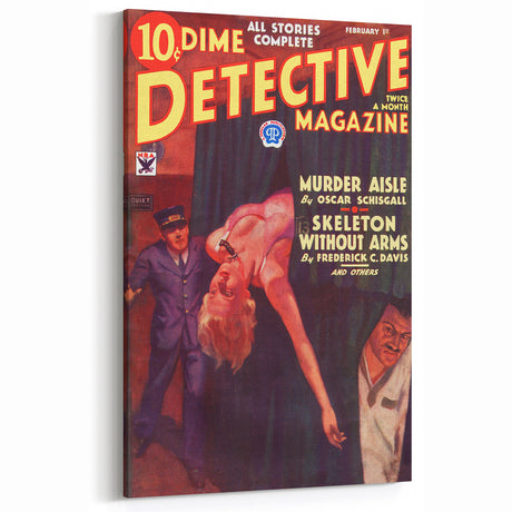 Vintage Detective Magazine Cover Art - Retro Classic Wall Decor