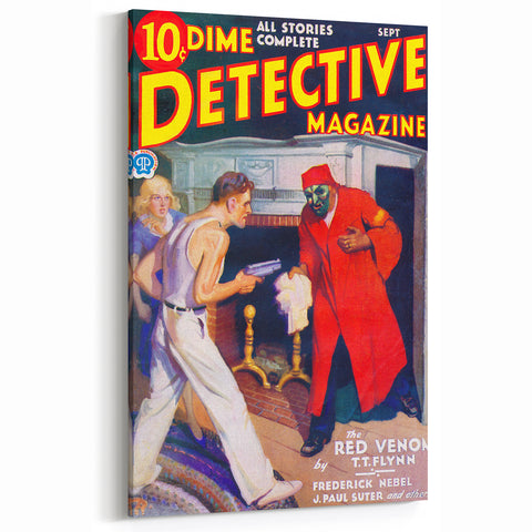 Dime Detective Magazine Cover Art – Retro Crime Mystery Wall Decor