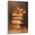 Vintage Fall Wall Art - Rustic Books & Autumn Leaves Canvas