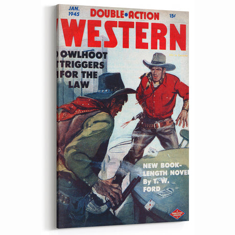 Double Action Western Vintage Magazine Cover Art – Retro Wall Decor