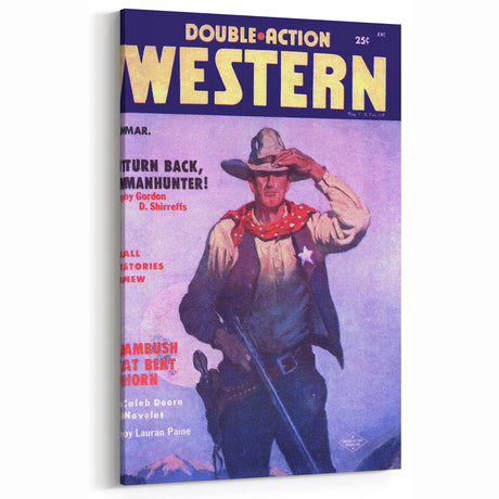 Double Action Western Vintage Magazine Cover Art – Retro Wall Decor