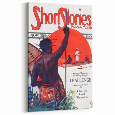 Short Stories Vintage Magazine Cover Art – Retro Jungle Adventure Wall Decor