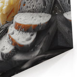 Rustic Bread and Cheese Wall Art - Black and White Kitchen Decor
