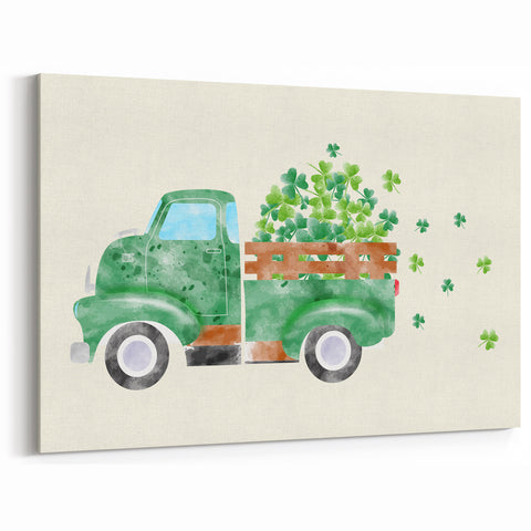 St. Patrick’s Day Vintage Truck - Irish Shamrock Wall Art