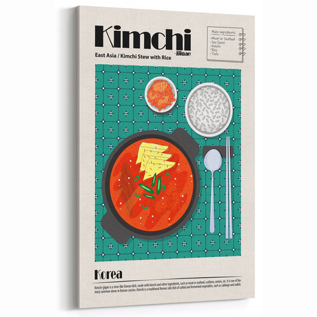 Kimchi Jjigae Dishes Wall Art - Korean Kitchen & Dining Room Decor