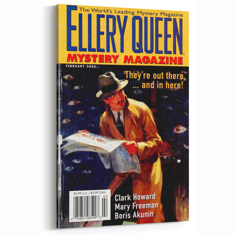 Vintage Ellery Queen Mystery Magazine Cover Art - Retro Wall Decor