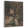 Vintage Animal Art - Rabbits Eating Cabbage Antique Wildlife Print