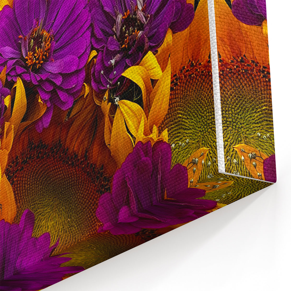 Bold Spring Wall Art - Sunflower and Purple Floral Canvas Print
