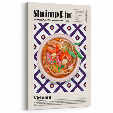 Shrimp Pho Dishes Wall Art - Vietnamese Kitchen & Dining Decor