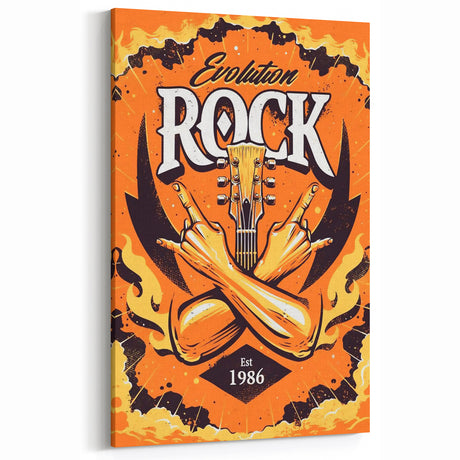 Evolution Rock Retro Poster – Bold Vintage Guitar Art for Wall Decor