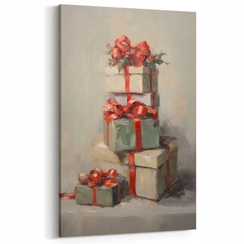 Festive Gift Stack – Cheerful Christmas Wall Decorations