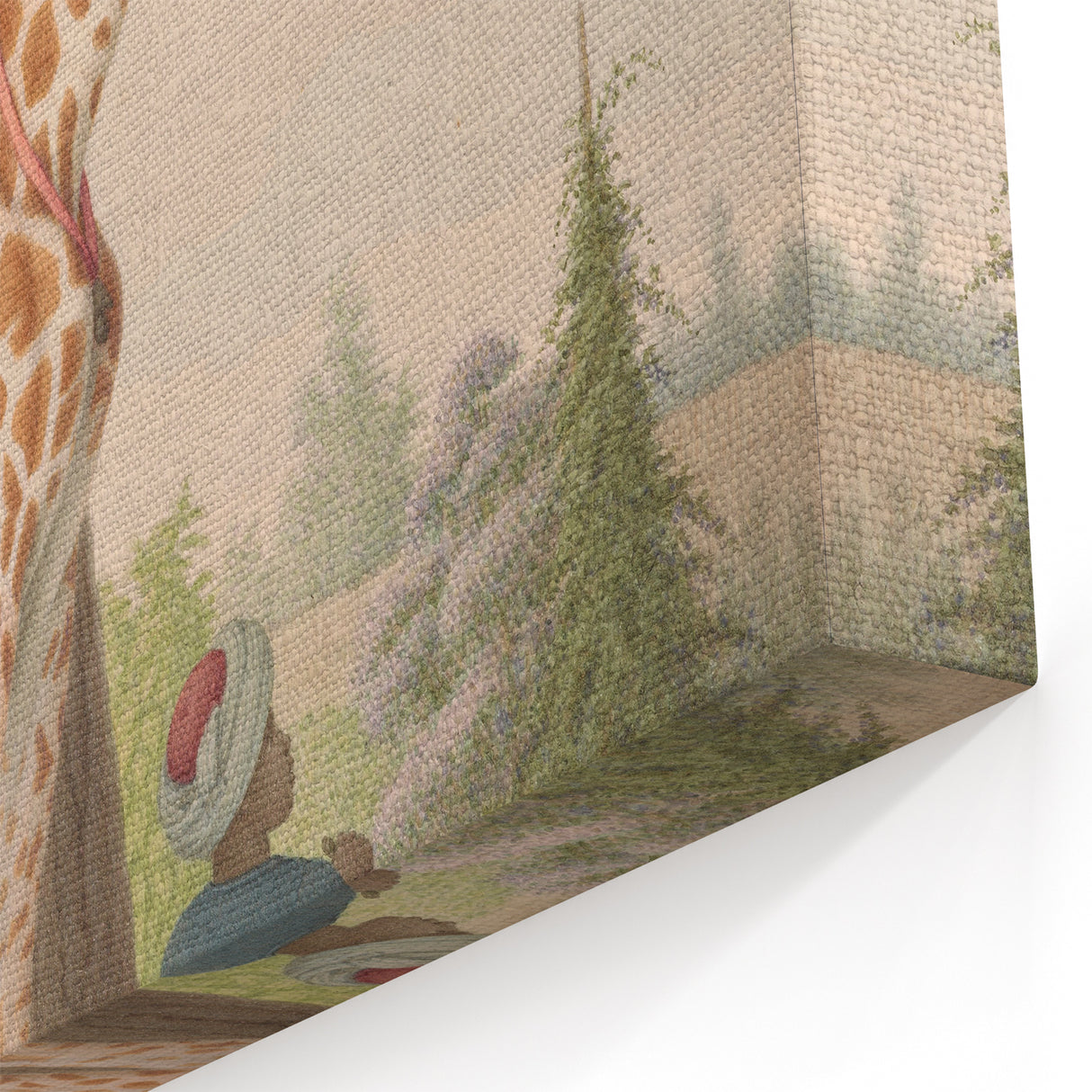 Vintage Animal Art - Giraffe in the Garden Antique Print