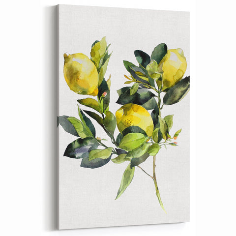 Lemon Botanical Watercolor – Elegant Fruit Wall Art for Kitchen