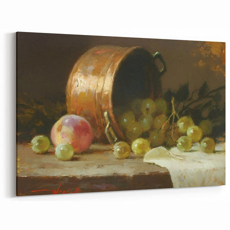 Rustic Grape Still Life – Vintage Fruit Canvas Art for Kitchen