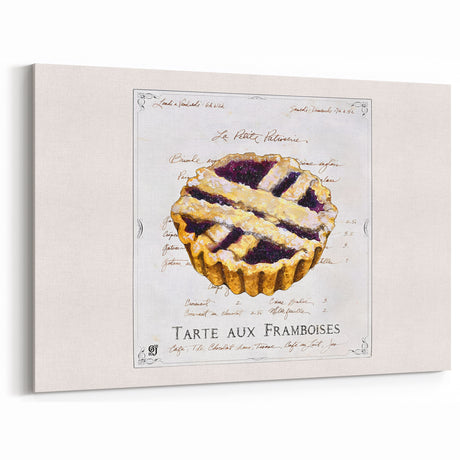 Vintage Raspberry Tart Pastry Wall Art – Bakery Kitchen Décor