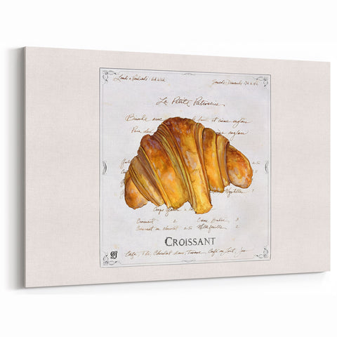 Classic Croissant Pastry Wall Art – French Bakery Kitchen Decor