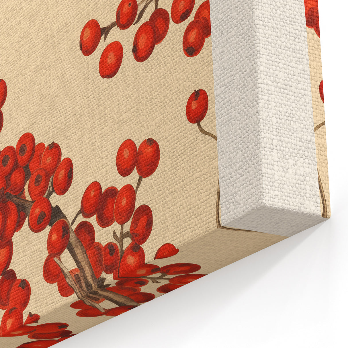 Vintage Christmas Botanical Print – Festive Red Berry Wall Art