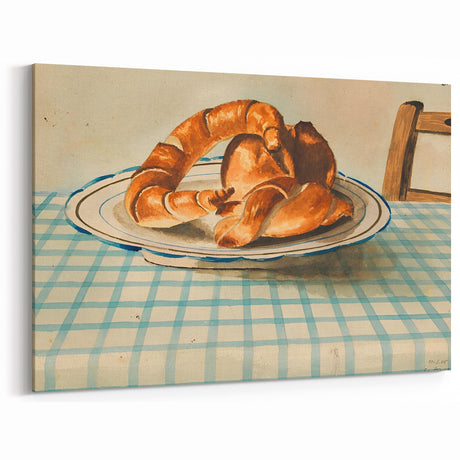 Rustic Croissant Watercolor Wall Art – Bakery Kitchen Décor