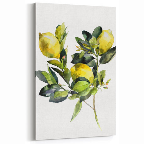 Lemon Botanical Fruit Art Prints – Elegant Watercolor Kitchen Decor
