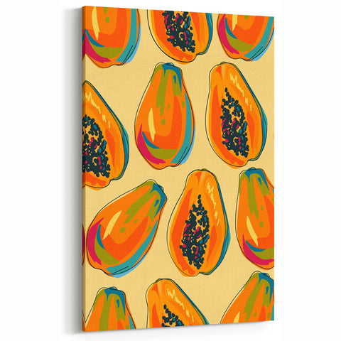 Fruit Wall Decor – Vibrant Papaya Fruit Paintings for Kitchen