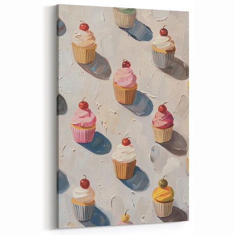 Cherry Cupcakes Dessert Wall Art – Bakery Kitchen Decor Print