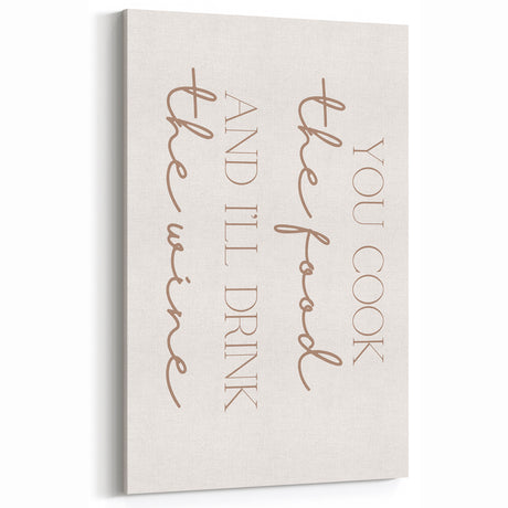 Kitchen Wall Art with Quotes - Elegant Wine-Themed Print
