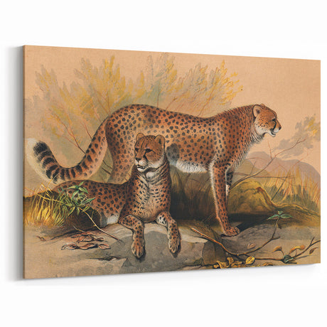 Vintage Animal Art: Retro Cheetah Illustration for Home Decor