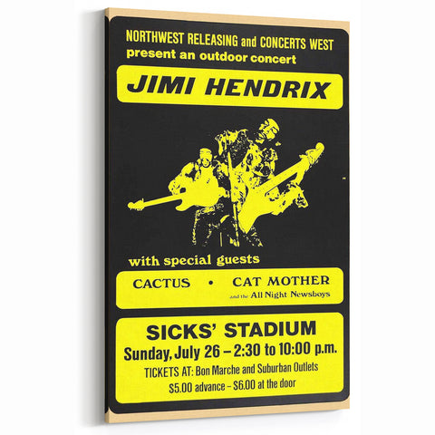 Jimi Hendrix Retro Wall Art – Vintage Sicks' Stadium Concert Print