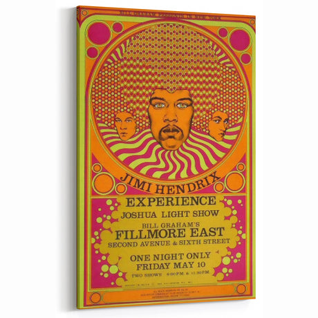 Jimi Hendrix Psychedelic Poster – Vintage Fillmore East Wall Art