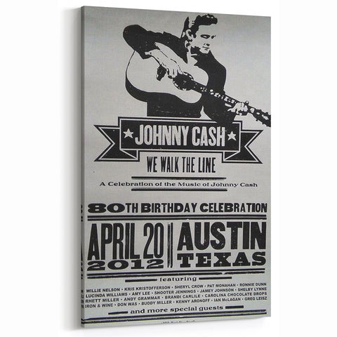 Johnny Cash Retro Wall Art Vintage Prints Black and White Poster