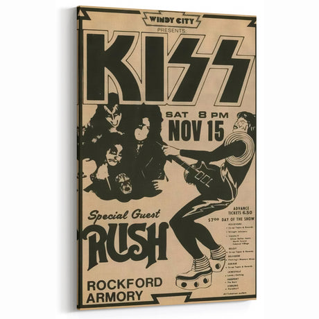 KISS & Rush Retro Wall Art Vintage Prints Rock Concert Poster