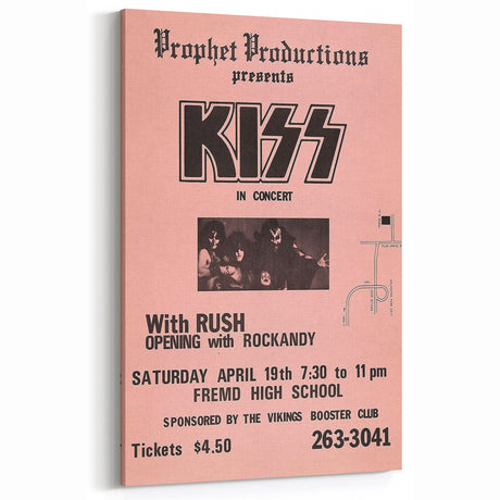 KISS & Rush Retro Wall Art Vintage Prints Pink Concert Poster