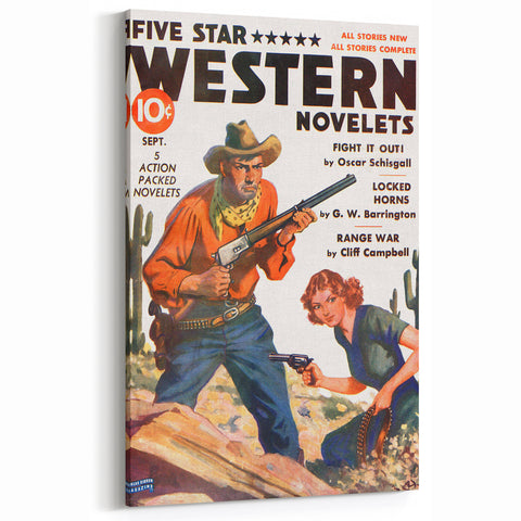 Vintage Magazine Cover Art - Retro Western Action Wall Print