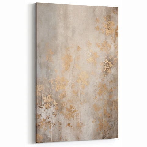 Golden Floral Winter Wall Art – Elegant Abstract Winter Canvas
