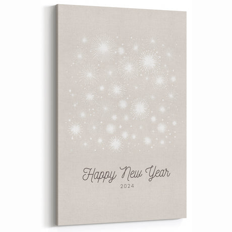 Happy New Year Fireworks Wall Art – Elegant Winter Celebration Print