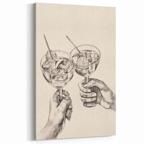Cheers Winter Cocktail Wall Art – Minimalist Celebration Canvas Print