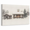 Winter Wall Decor – Rustic Snowy Cabin in Winter Art Print