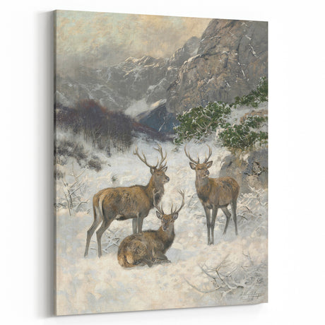 Vintage Animal Art: Retro Stag Illustration for Winter Decor