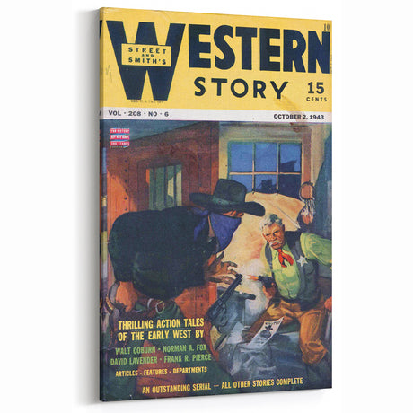 Vintage Magazine Cover Art – Western Story Action Print