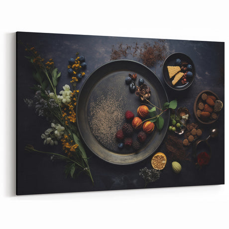 Vintage Fruit Wall Decor – Rustic Blue & Burgundy Art Prints