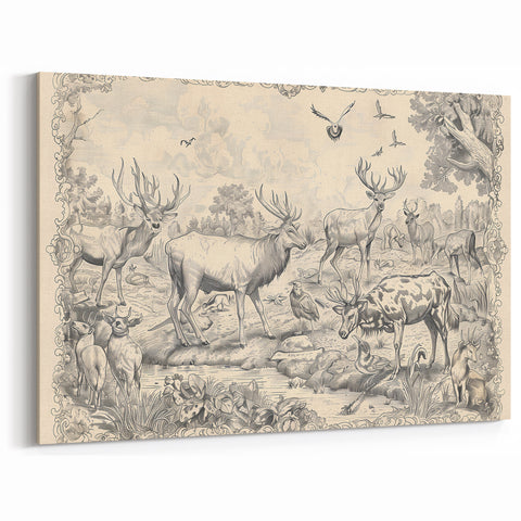 Wildlife Animals Illustration Art Print – Nature-Inspired Wall Decor