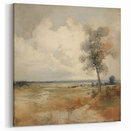 Vintage Botanical Art Print - Serene Landscape with Tree – Framed