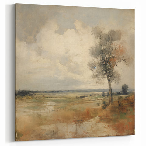 Vintage Botanical Art Print - Serene Landscape with Tree – Framed