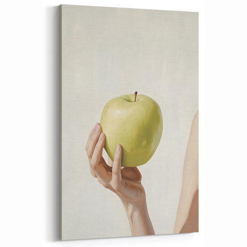 Minimalist Green Apple – Fruit Canvas Art for Kitchen Decor