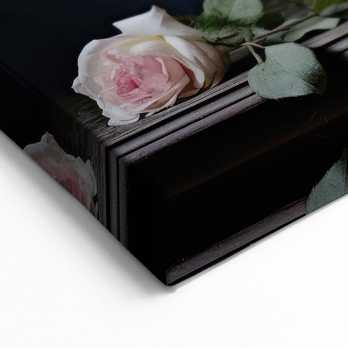 Vintage Botanical Art Print - Roses in Black Vase – Framed
