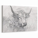 Intricate Cow Illustration Art Print – Detailed Nature-Inspired Decor