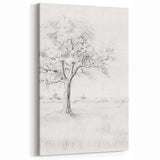 Vintage Botanical Art Print - Tree Sketch in Field – Framed